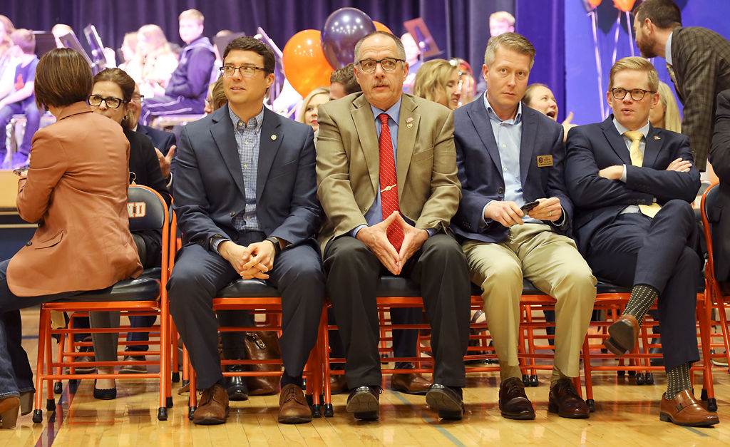 Martha Stevens, Kip Kendrick, Chuck Basye, Ray Bozarth and Caleb Rowden all sit in attendance
